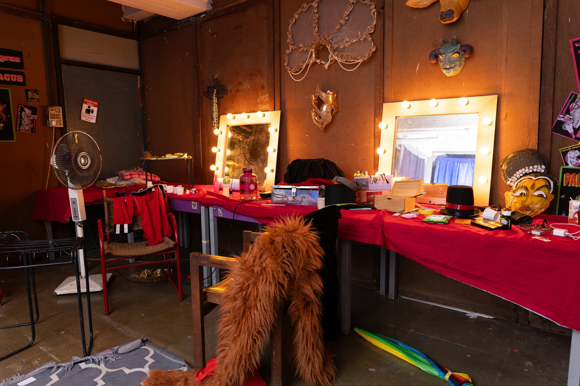 Dressing mirrors, masks and costume pieces