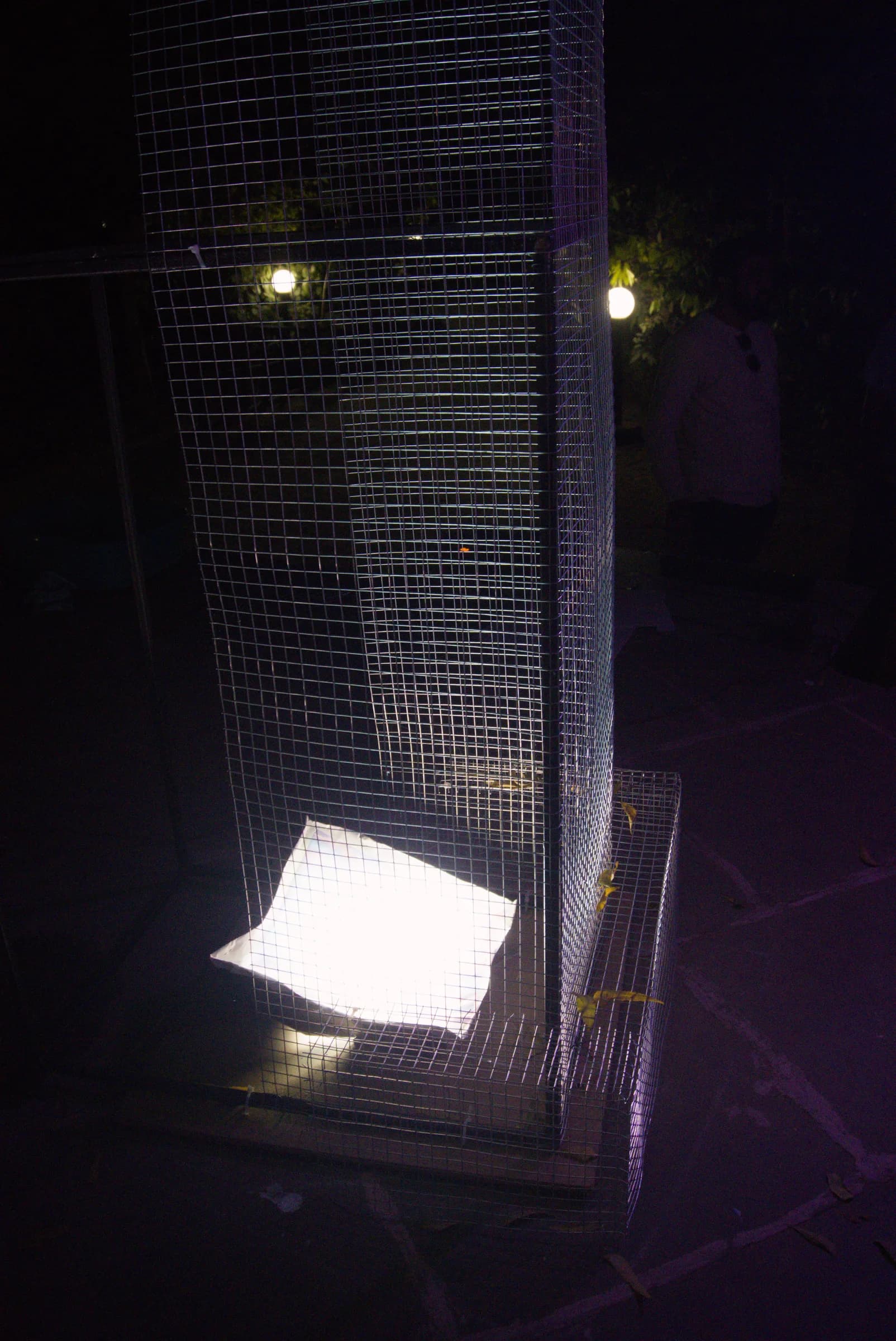 Uplight at the base of a mesh column