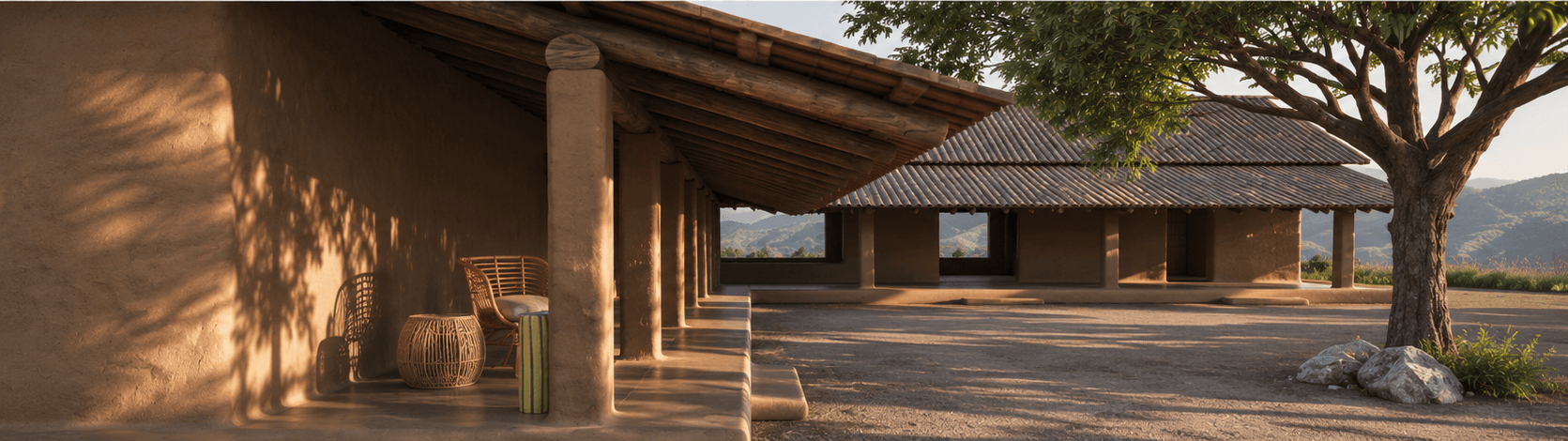 View across the museum courtyard from the shaded veranda