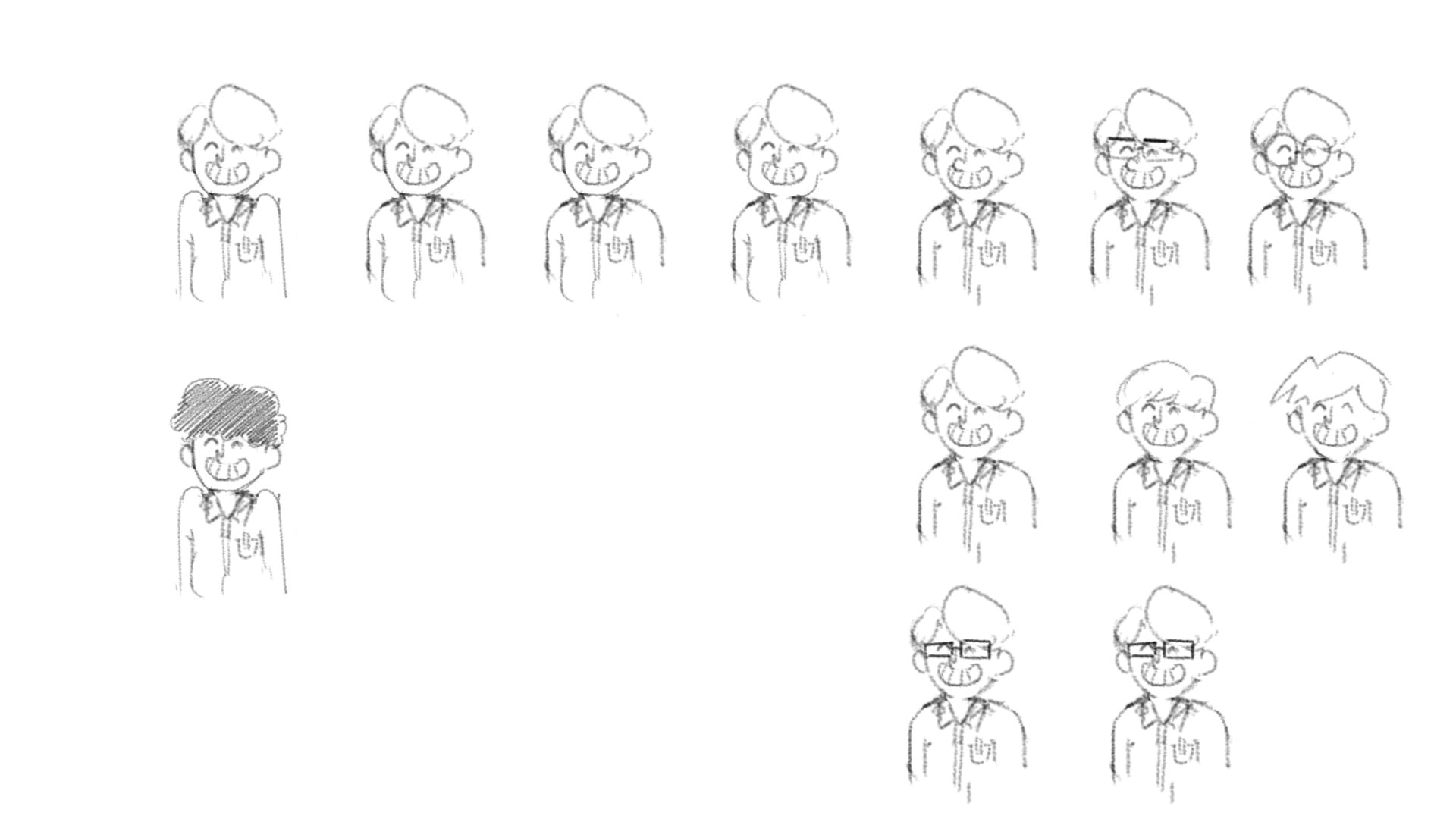 Early character expression and appearance studies