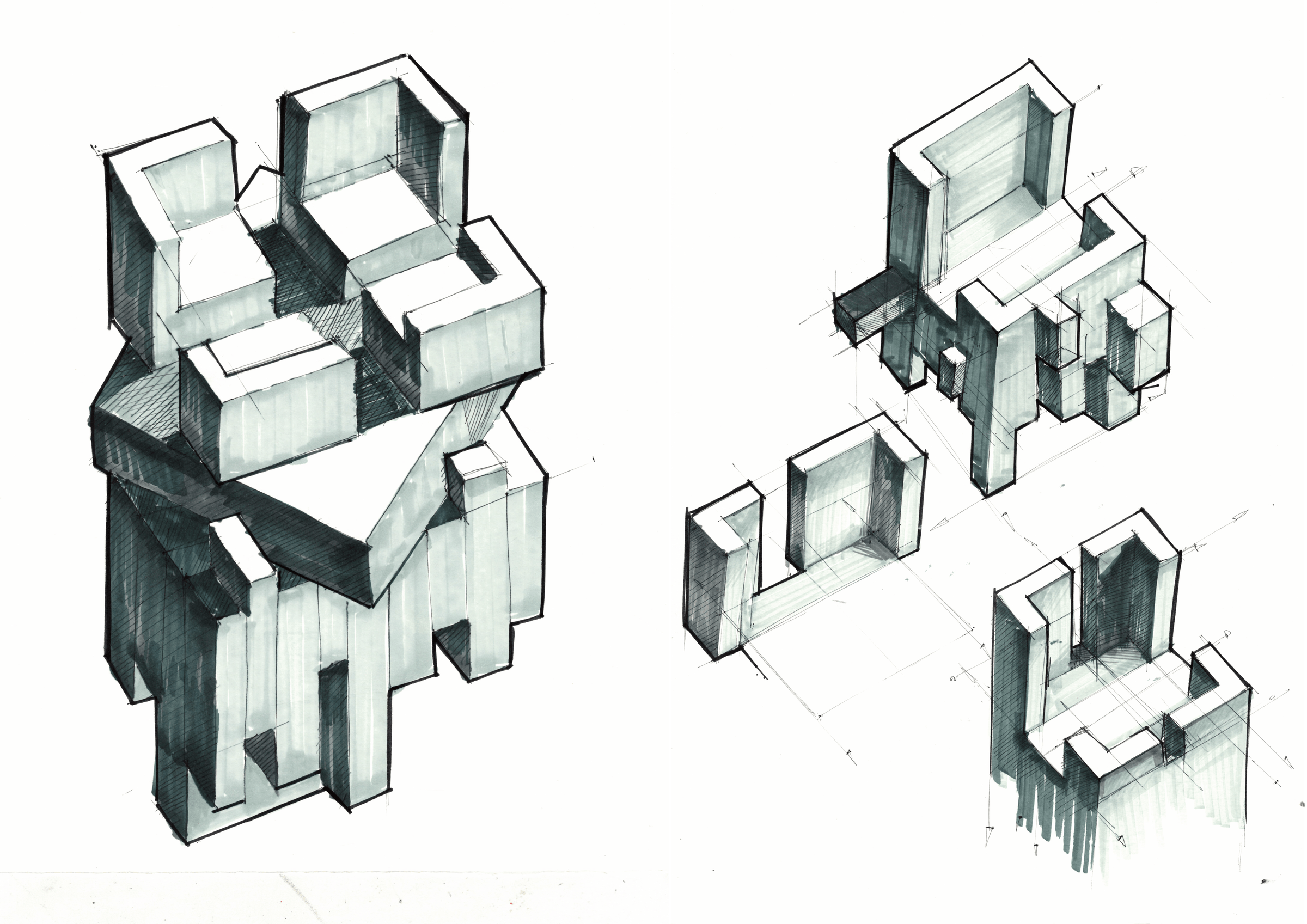Isometric iterations of the lamp's interlocking form