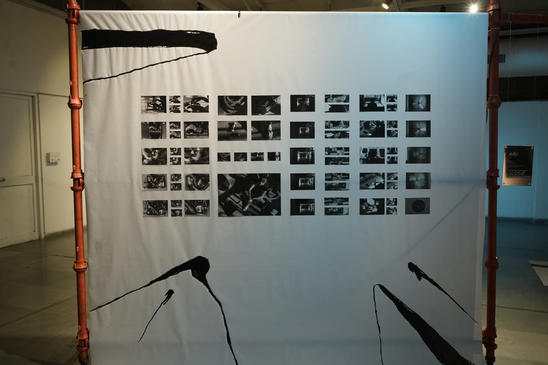 Photographic installation within the scaffold framework