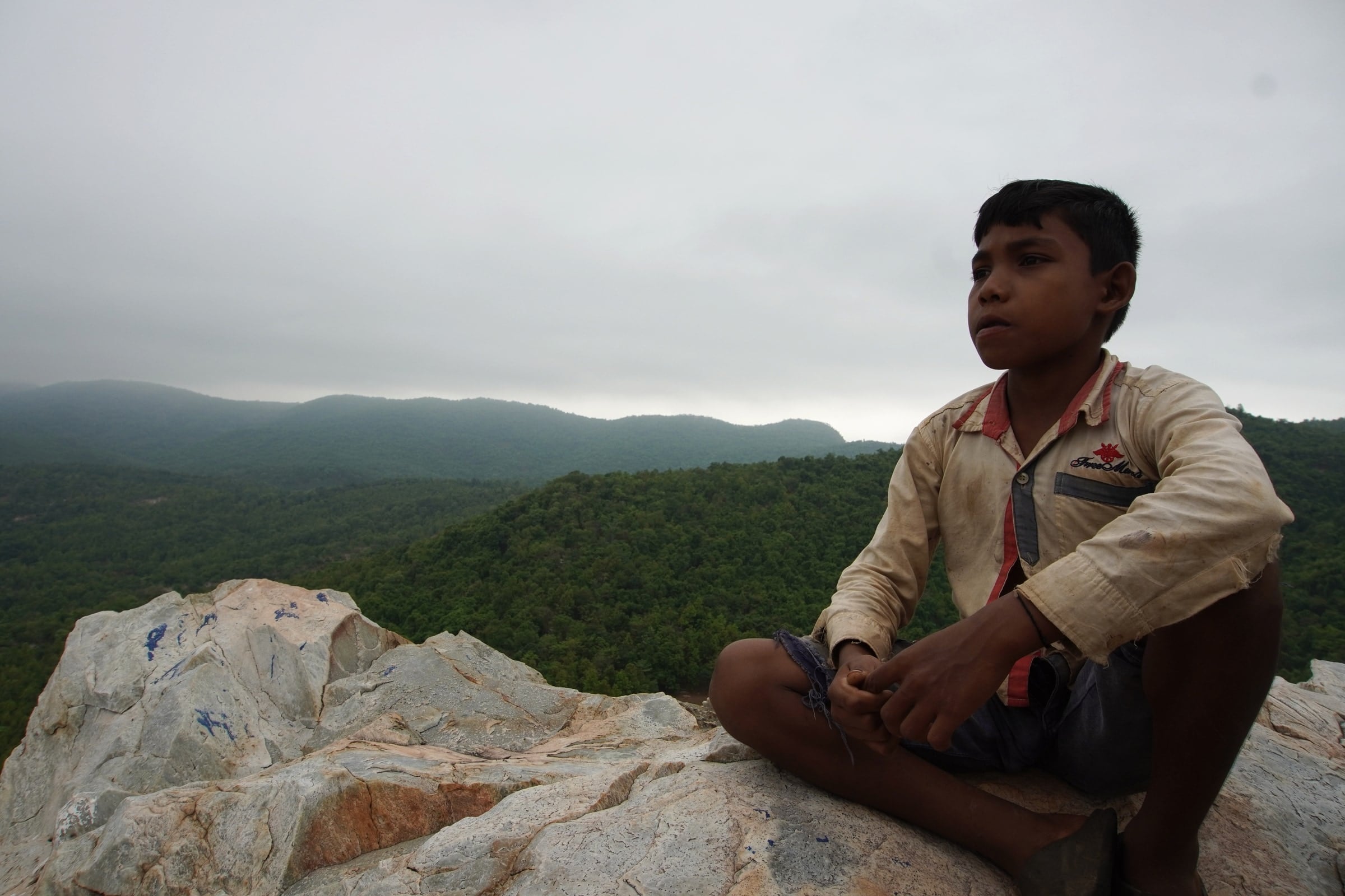 A pause on the rocky hillside