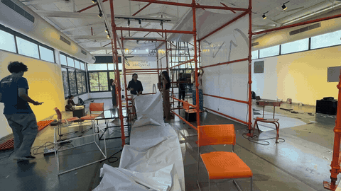 Installing the exhibition surfaces